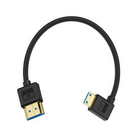 Poyiccot Ultra Thin 8K Mini HDMI to HDMI Cable 1ft, 48Gbps Right Angle 90 Degree Soft Slim Mini HDMI 2.1 Silicone Cable Supports 8K@60Hz/4K@60Hz for Camera, Laptop, HDTV