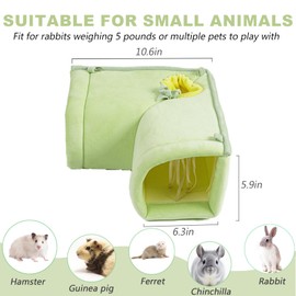 Pets on Safari Guinea Pig Tunnel Toy, Warm Guinea Pigs Hideout House, Cozy Removable Rabbits Tube Hammock Corner, Soft Small Animals Cage Accessories for Rats Ferret Bunny Gerbil Sugar Glider (Green)