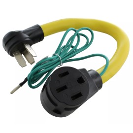 AC WORKS® 50 Amp NEMA 10-50P to NEMA 14-50R Flexible RV Plug Adapter by AC WORKS®