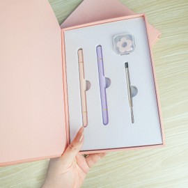 Omoni Luxury 2-in-1 Pen-Pencil Set, Pack of 2 Dual Ballpoint Pen and Sturdy Pencil, Includes Refillable Accessories and Eraser, Birthday Gift for Women, Pens for Journaling, Cute School Supplies