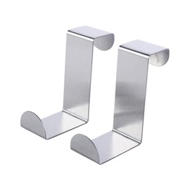 Vctitil 2Pcs Stainless Steel Over The Door Hooks,Z Shape Back Door Hook Rack Hanger Organizer for Hanging Clothes,Towels,Coats(Silver)