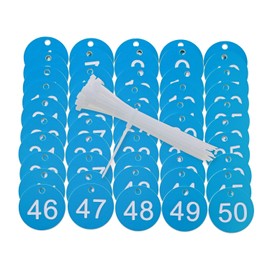 ONLYKXY Plastic Number Tag 1-50 Numbered Marking Identification Hang Tags Luggage Labels ID Tag with Rings for Organized Coded Key Box Cabinet Plant Coding Tag (Light Blue)
