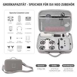 UNOSEKS Neo Bag, Portable Storage Bag for DJI Neo, Portable PU Drone Case Accessory for DJI Neo Fly More Combo Drone and Compatible with Rc-N3 Controlle, grey