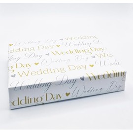 2 Sheets Wedding Day Writing Design Wrapping Paper Gold Silver Elegant Mr & Mrs Just Married Special Couple Bride Groom Giftwrap (PA)