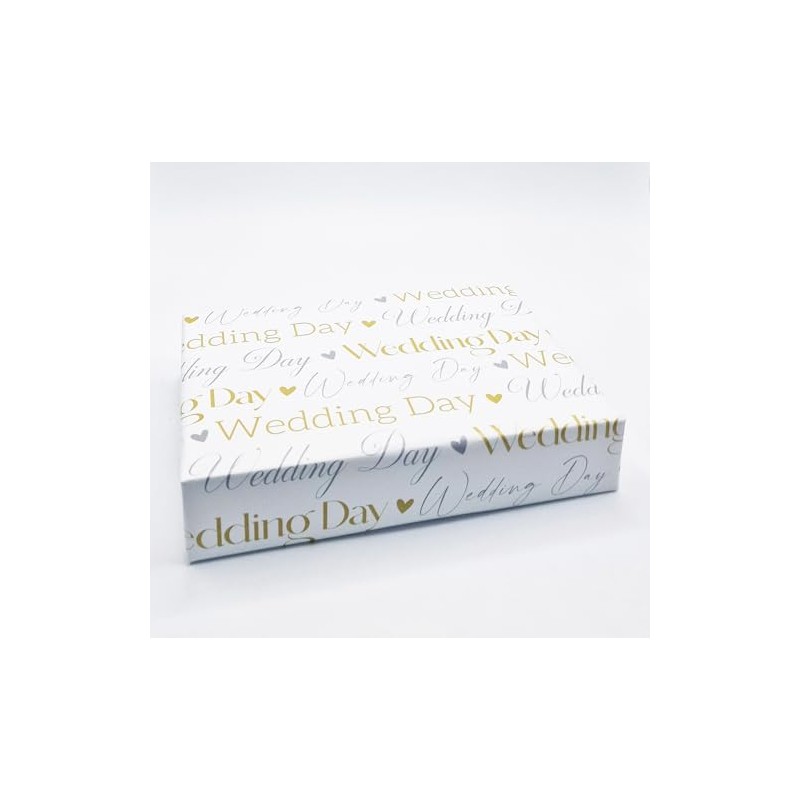 2 Sheets Wedding Day Writing Design Wrapping Paper Gold Silver