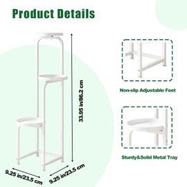 INGIORDAR Plant Stand Indoor Outdoor 3 Tier Metal Plant Shelf for Multiple Plants Corner Flower Holders for Living Room Balcony Bedroom Patio Garden, Black (White, 3-Tier)