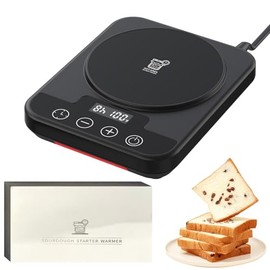 Sourdough Starter Warmer Mat, 12H Timer Warming Heating Pad, Precise 1°F Thermostat Control (70-100°F), Smart Memory Warming On/Off, Fits Jars Up to 40oz, Perfect for Home Baking (Black)