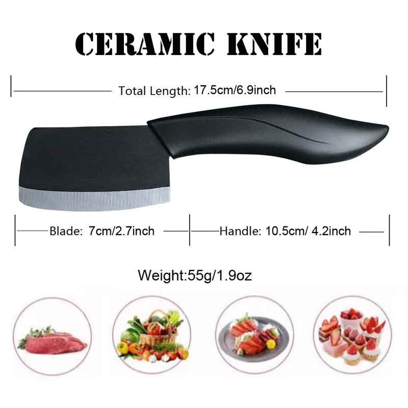 Ceramic Knife Mini Cleaver Nakiri Knife Black Small Paring Knife