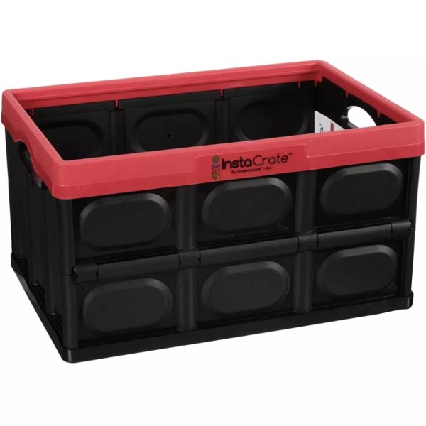 GreenMade InstaCrate Collapsible Storage Container, 12 gal, Red/Black