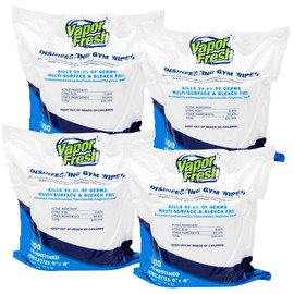 Vapor Fresh Disinfecting Gym Wipes for Equipment - Plant Based Disinfectant Wipes Bulk Refill Rolls (4,800 Count - 4 Rolls of 1,200 Wipes)