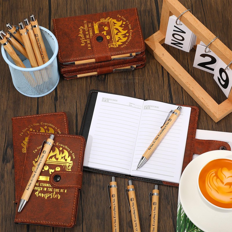 Colarr 10 Sets Dumpster Fire Response Team Leather Notebooks Pens