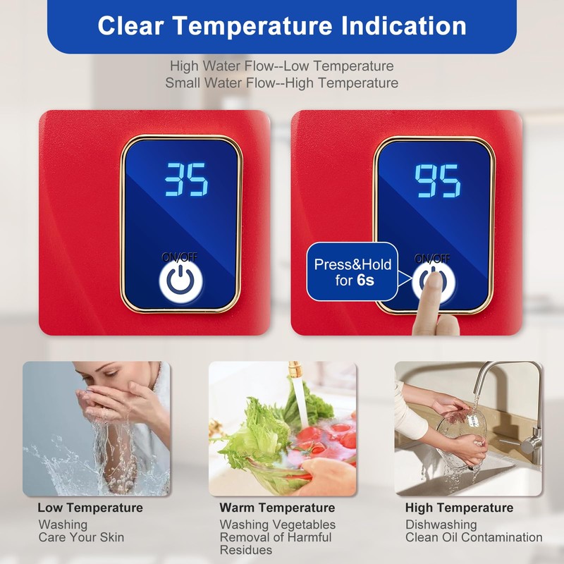TITIDU Electric Tankless Water Heater, Portable On Demand Instant Hot