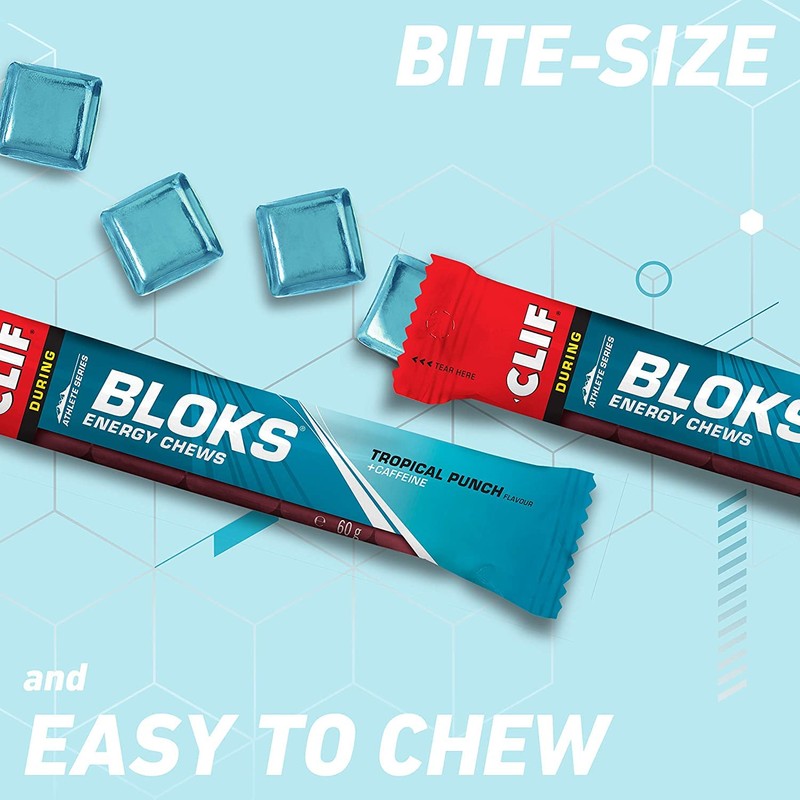 Clif Bloks Energy Chews Tropical Punch with Caffeine Sports Supplements,