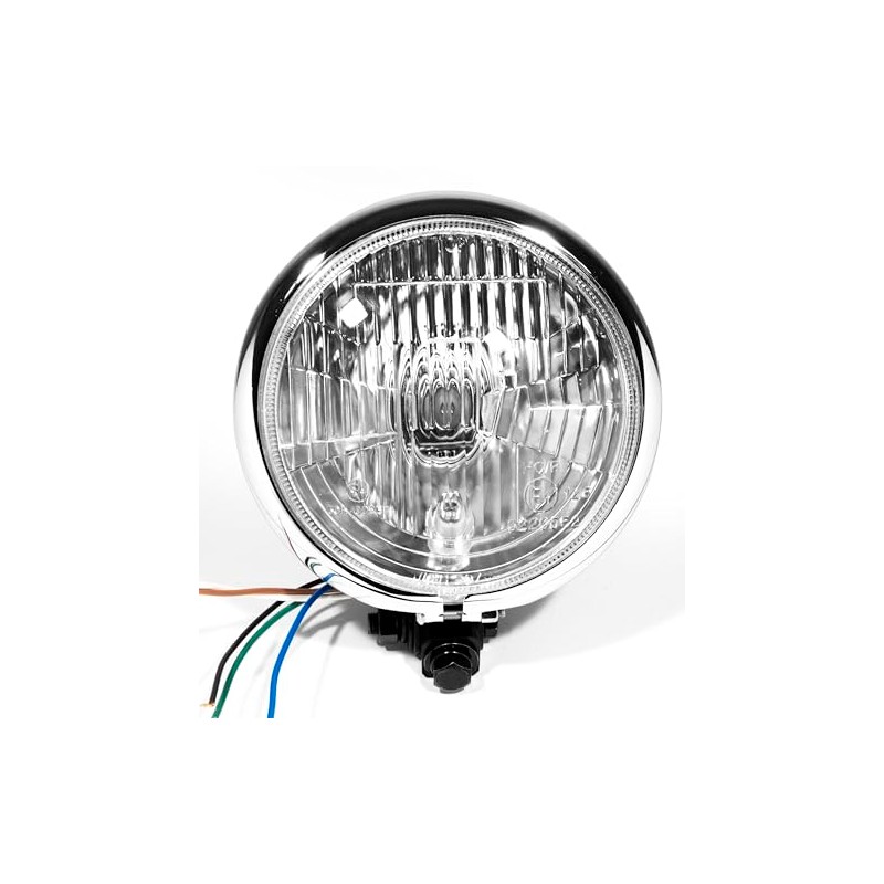 5¾ Inch H4 Headlight Black Chrome Bates Style with Parking