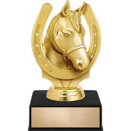 Crown Awards 6" Horse Horseshoe Trophy On Luxury Black Base