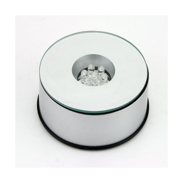 Generic Unique 360 Degree Rotating Silver Crystal Display Base Stand 7 LED Light