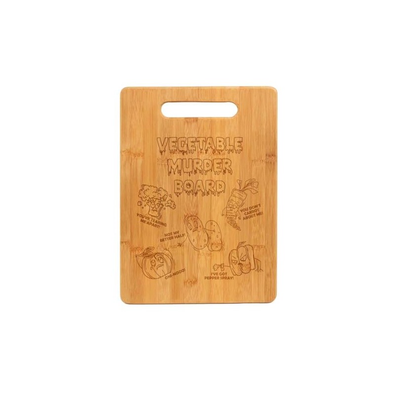 Bamboo Wood Cutting Board Vegetable Murder Board Funny