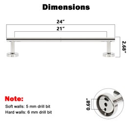NearMoon Bathroom Towel Bar, Bath Accessories Thicken Stainless Steel Shower Towel Rack for Bathroom, Towel Holder Wall Mounted (1 Pack, Chrome Finish, 24 Inch)