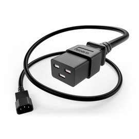 UNC Group Power Cable IEC C14 to C19 15Amp 14AWG 250V SJT Jacket, Black, 2 Foot