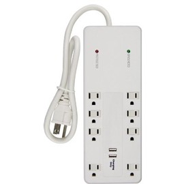 ME PS-823F-2A Surge Protector, 8-Outlet, White - Quantity 4