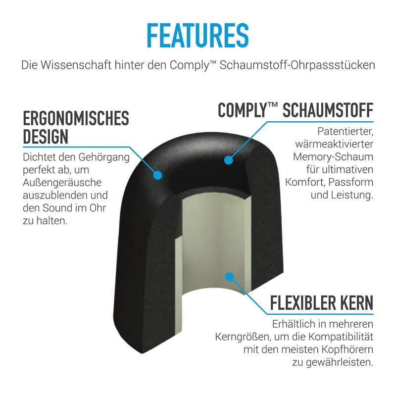 COMPLY T-400 Sports Isolation Earbud Tips - Medium x3