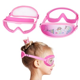 RUIGAO Kids Swim Goggles Age 4-7, Toddler Goggles No Tangle, Child Swimming Mask/Bungee Strap/Soft Band (1PK - Unicorn & Mermaid)