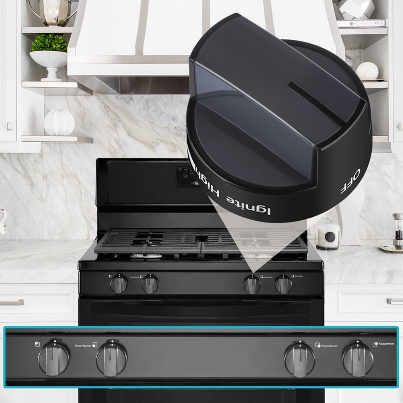 W10339442 Gas Stove Knobs, Cooktop Surface Burner Control Knobs Black