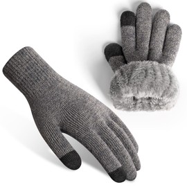 Rahhint Thermal Winter Gloves for Men Women Pure Wool Knit Gloves with fleece lining insulated Liner Keep Hand Warm Gift