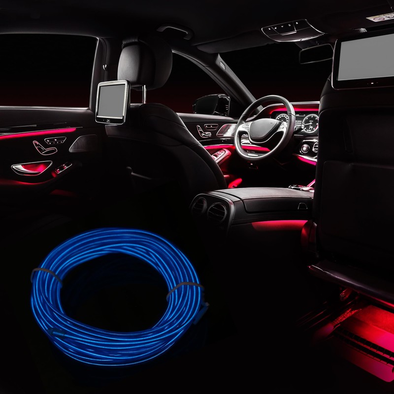 X AUTOHAUX 5 Meter/16ft Neon Glowing EL Wire Strip Blue