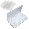 3 Piezas Caja de Plástico Transparente con 28 Compartimentos Extraíbles,