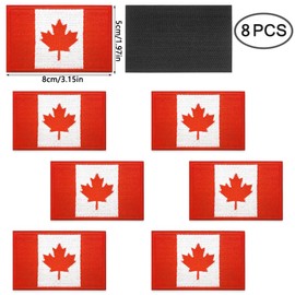 YuCool 8Pcs Canada Flag Patches,Edmbroidery Canadian Flag Patch,Canadian Maple Leaf Embroidered Tags(3.15 x 1.97 Inch)