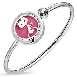 Regalo de cumpleaños para mujer, pulsera difusor de aceite esencial, pulsera de aromaterapia, correa de acero inoxidable con 10 almohadillas para orejas de repuesto XL101-9