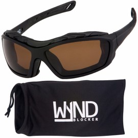 WYND Blocker Polarized Riding Sunglasses Extreme Sports Wrap Motorcycle Glasses (Black/Amber)