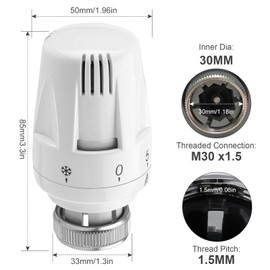 BYZESTY Heating Thermostat Radiator Thermostat Head Heating Controller: Pack of 6 Radiator Valve M30 x 1.5, Heating Thermostat Head, Thermostatic Valve Radiator Replacement Head for Home Office
