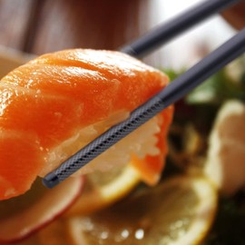 Kitiok 5-Pairs Metal Reusable Sakura Pattern Japan and Korea laser Square Chopsticks Non Slip for Adults Sushi Ramen, 18 10 Stainless Steel Chopsticks Set Dishwasher Safe, Black