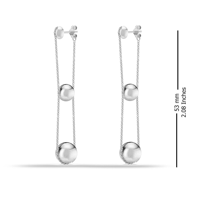 LeCalla 925 Sterling Silver Classic Ball Triple Beaded Drop Dangle