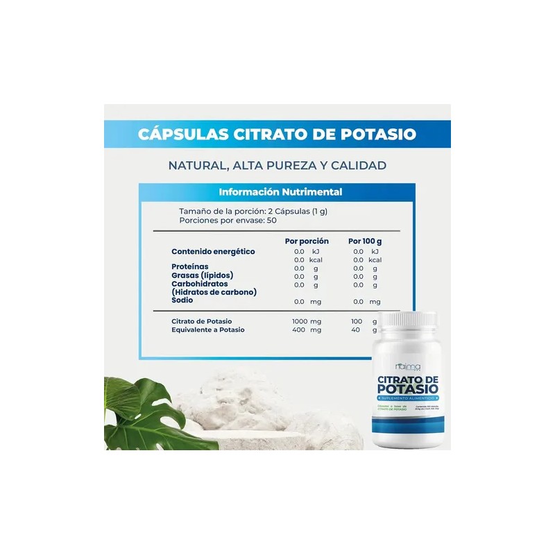 Citrato Potasio 500mg - 2 Frascos - 100 Cápsulas