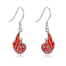 HKPATOP Flame Earrings 925 Sterling Silver Fire Opal Wings Of Fire Earrings Dangle Flame Jewelry Gifts For Women