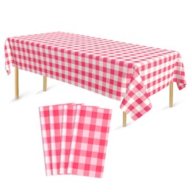 Bouiexye Pack of 4 Disposable Tablecloths, 137 x 274 cm, Plastic Tablecloth, Gold and White, Rectangular Table Cover, Garden Tablecloth for Catering, Party, Weddings, Barbecue, Picnic
