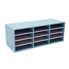 Mail Sorter Organizer, 12 Compartments Office Desk Literature Organizer, 4 Tiers PVC Countertop File Organizer Student Mailbox for Classroom, Modern Paper Storage Holder for Home Office School (Blue)