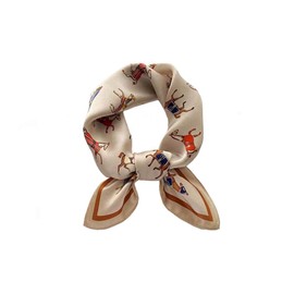 Tim & Tina Square 100% Mulberry Silk 21'' x 21'' Hair Scarf Head Sleeping Wrap Satin Head Scarf for Women (S2 Horse (Cream Coloured))