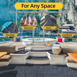 Grefinity Marine Carpet,5 FT x 10 FT Dark Gray Indoor Outdoor Carpet 0.2" Thick Boat Carpet with Water-Proof TPE Backing, Non-Slide Outdoor Marine Carpet Roll for Home, Patio, Porch, Deck
