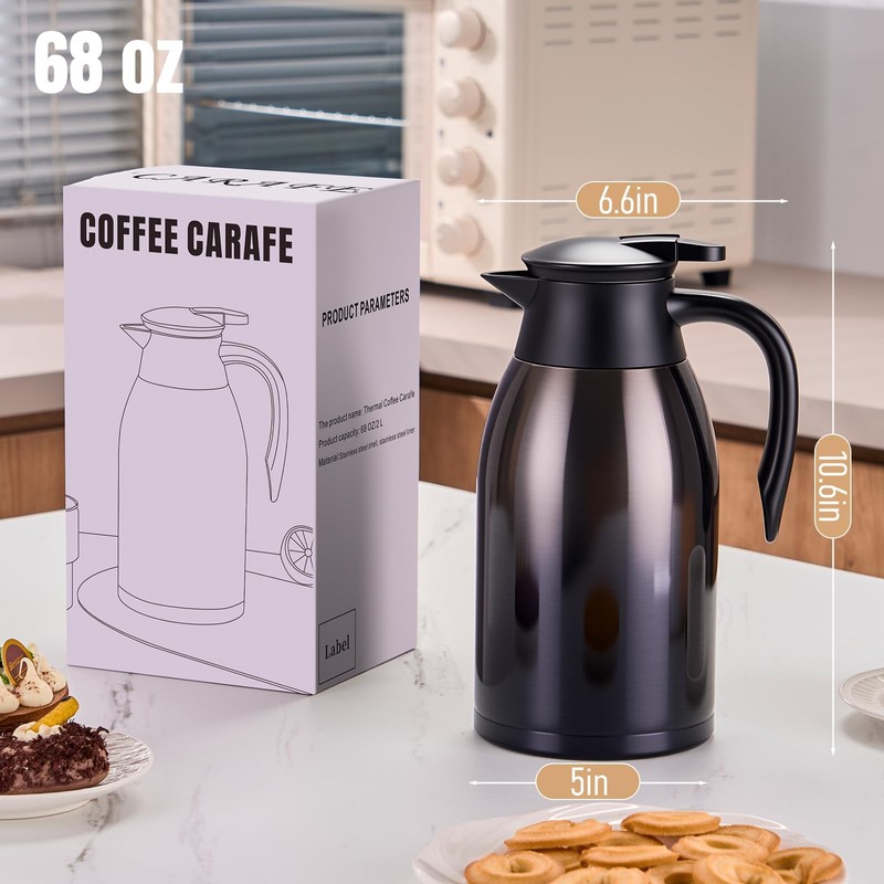 PARACITY 68oz Thermal Coffee Carafe Stainless Steel, Coffee Carafes for