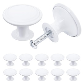 TsunNee 12pcs White Vintage Style Chic Drawer Knobs Antique Kitchen Handles 30mm Round Furniture Door Knobs