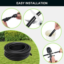 letesult 50FT 1/2 Inch Drip Irrigation Tubing Main Line Hose Tube, Drip Line Irrigation System Includes 2pcs 6-Way Connector & 1/2" Straight Connector & 3/4" to 1/2" Faucet Adapter for Garden Watering