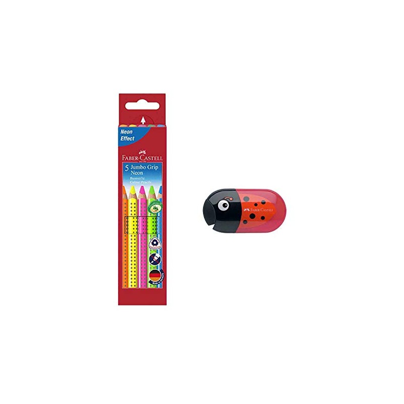 Faber-Castell Jumbo Grip Neon 110994 Colouring Pencils, Pack of 5