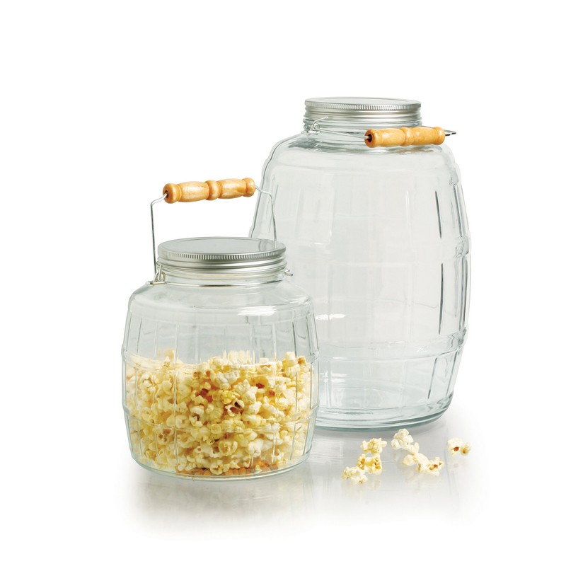 Anchor Hocking 1-Gallon Barrel Jar with Brushed Aluminum Lid, Set