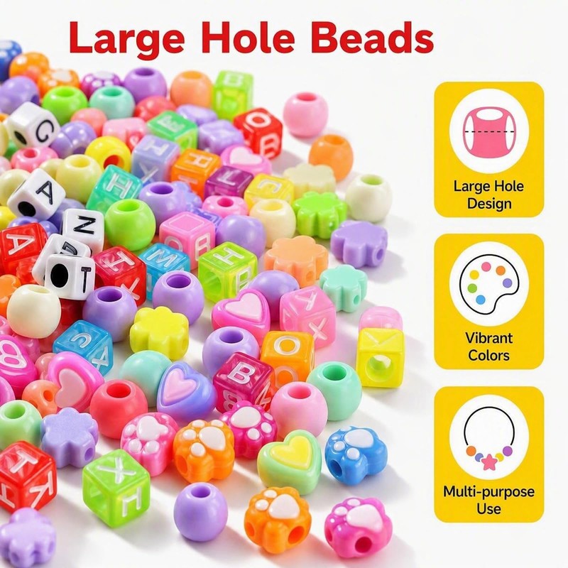 Large Hole Beads for Keychains 100pcs Chunky Beads Paracord Bag