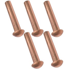 AERZETIX - C48034 - Set of 5 Copper Rivets - Copper Rivets Ø4x20mm with Half Round Head - Half Round Rivets - Half Round Head Rivets - Full Rivet - DIN 660 - Assembly of Metal Parts