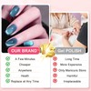 Viugex 30Pcs French False Nails Short Square, Blue Crystal Press